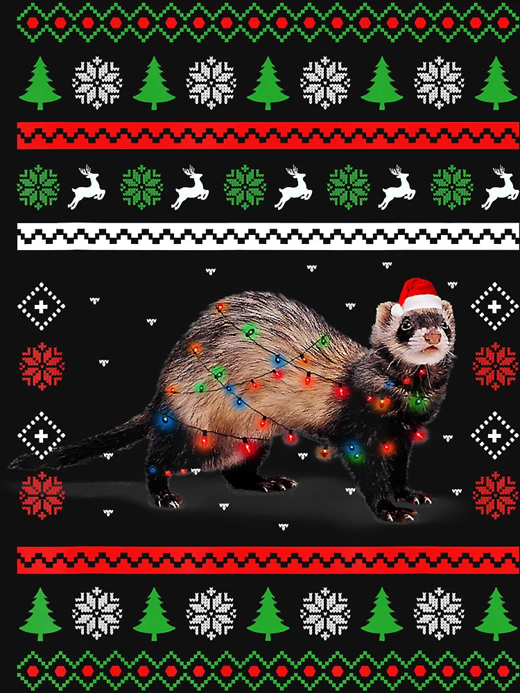 Ferrets Christmas Ugly Sweater Style Pajama Xmas Gift T-Shirt