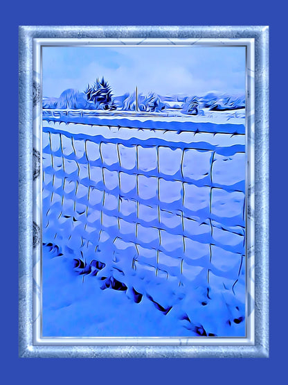Fence blanketed under snow