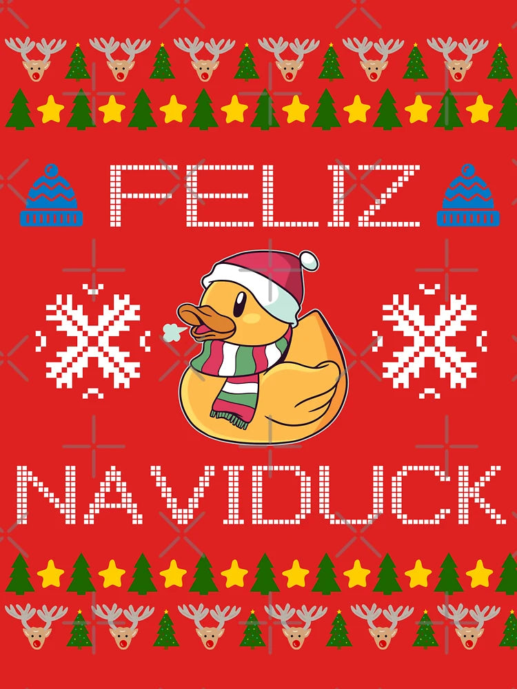 Feliz Naviduck Duck with Santa Hat Ugly Christmas