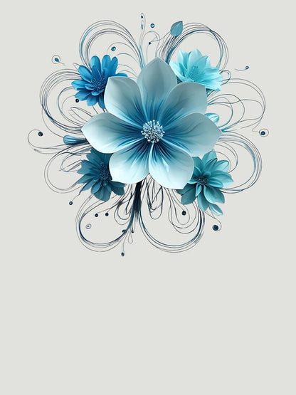 3D lacey delicate baby blue flower