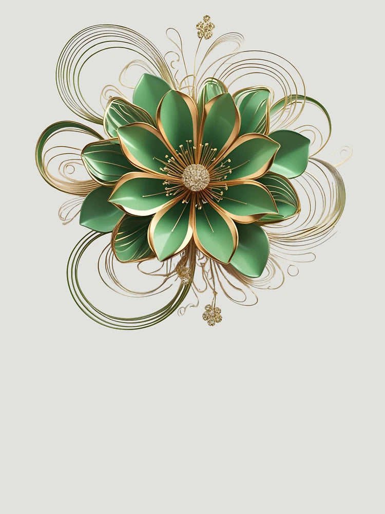 3D green & gold flower