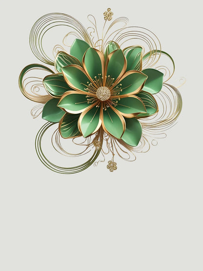 3D green & gold flower