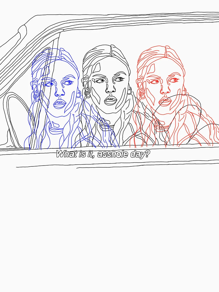 'what is it, asshole day?' 10 things i hate about you line art design with red & blue