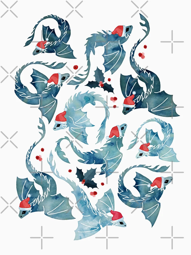 Dragon fire blue Christmas holly