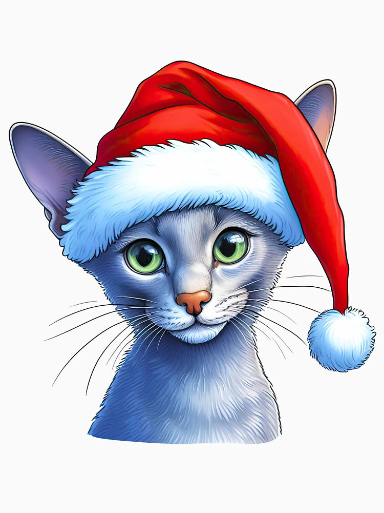 A Festive Oriental Blue Cat, with light-green eyes