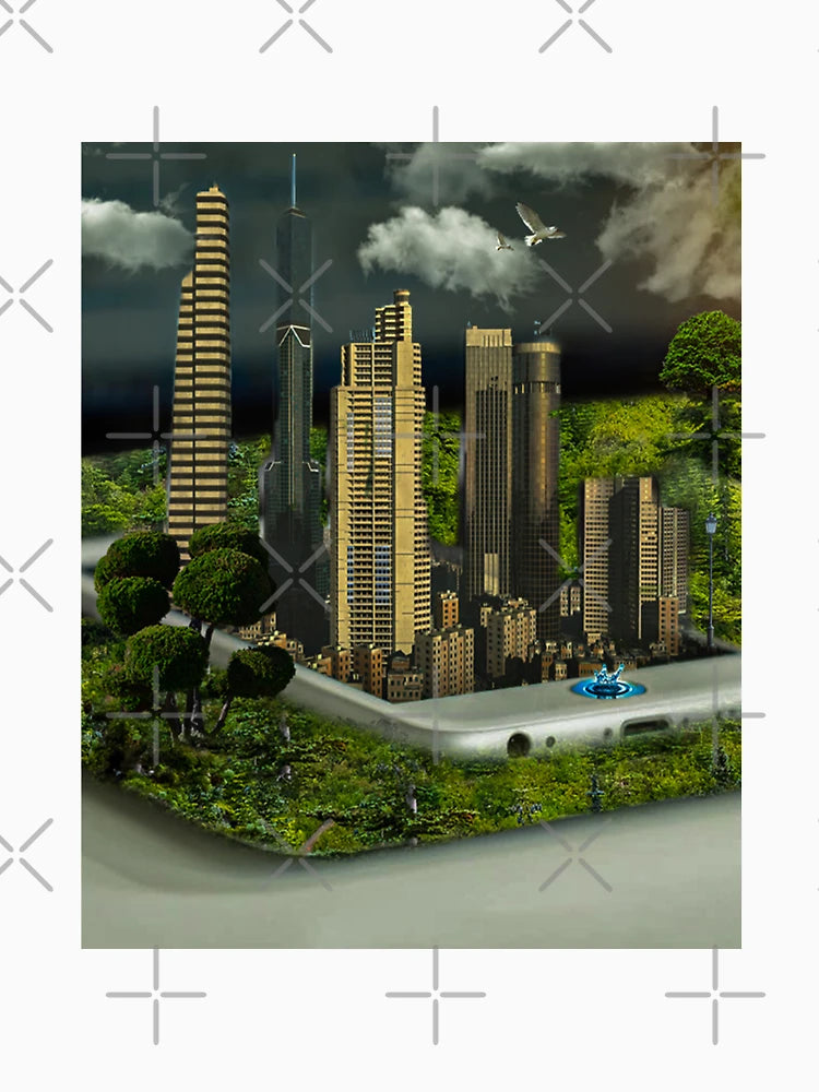 3D Green City Phone Photo Manipulation