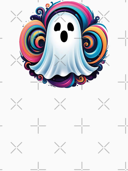 a little ghost with colorful swirls