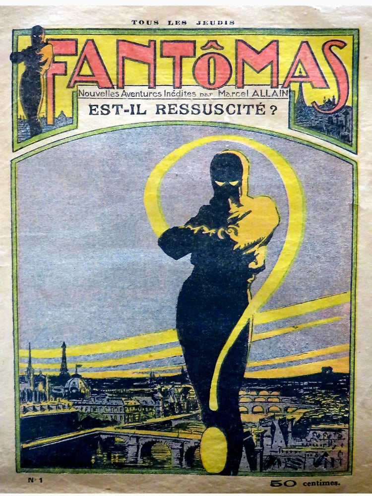 Fantomas by Marcel Allain and Pierre Souvestre Rare Crime Fiction Vintage Pulp Book Cover