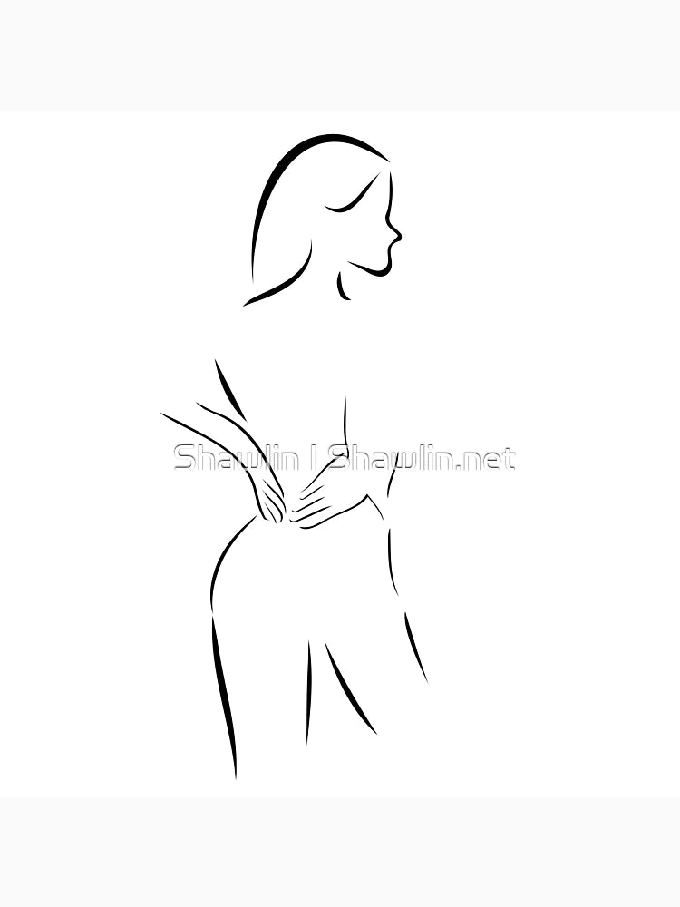 Abstract drawing of a woman massaging her back