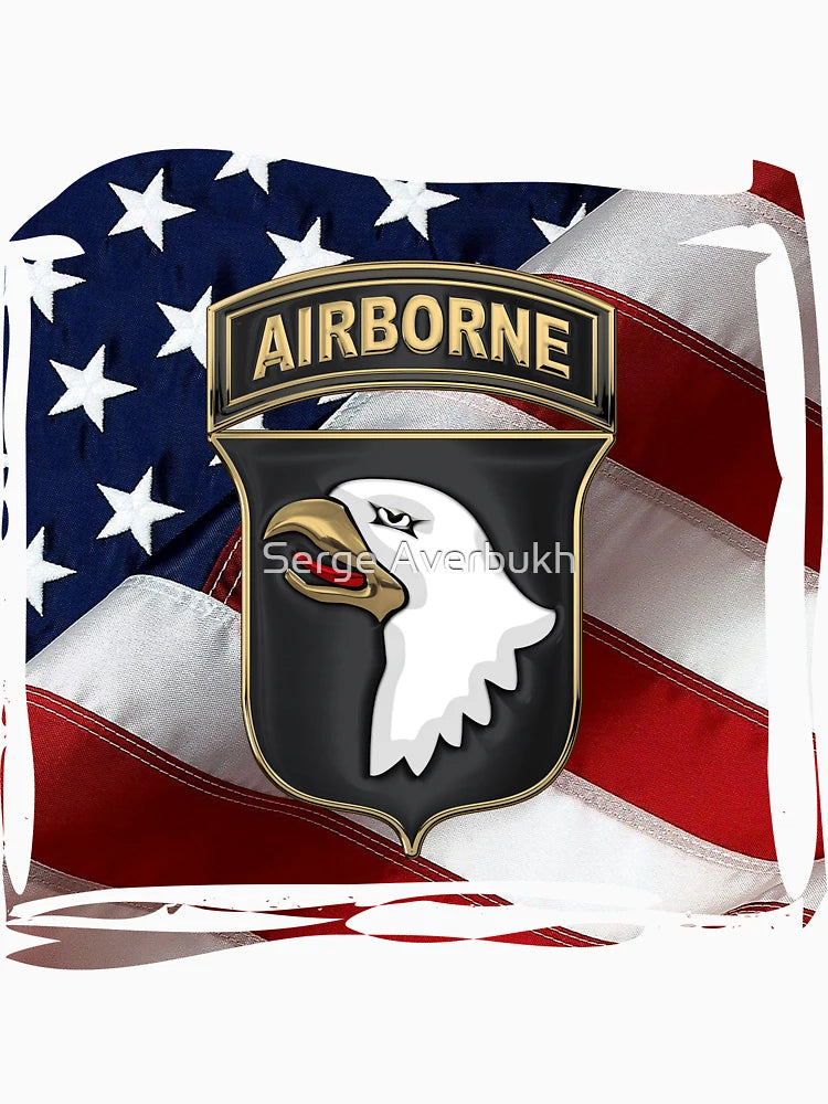 101st Airborne Division - 101st ABN Insignia over American Flag