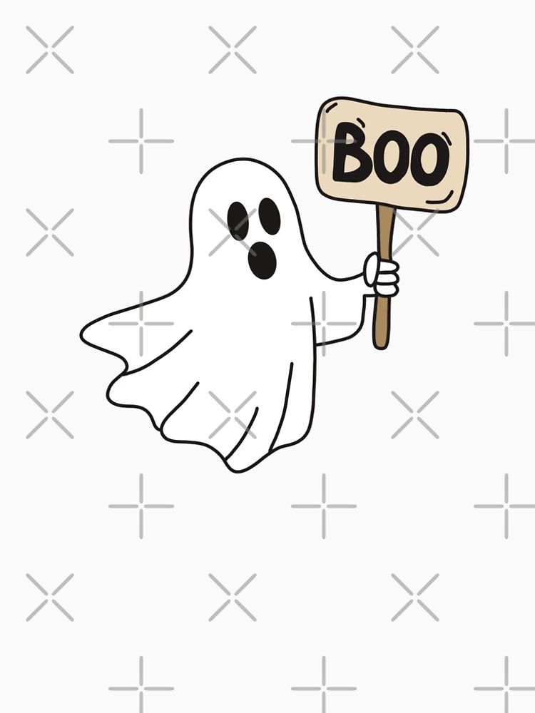 Ghost holding boo sign sticker