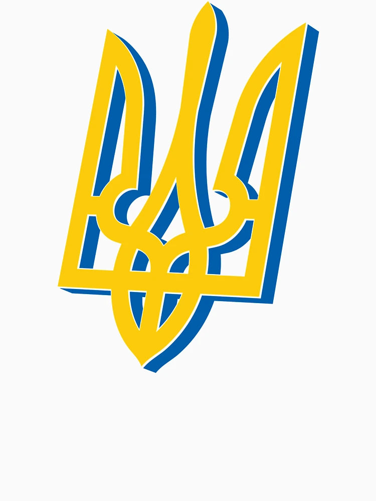3D Yellow Blue Ukrainian Trident