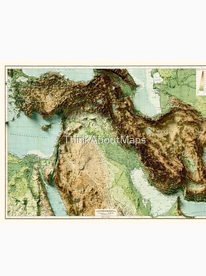 1916 Map of the Middle East 3D digitally-rendered