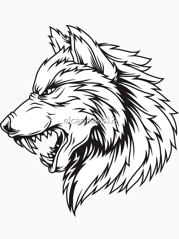 3D Angry Growling Grey Wolf