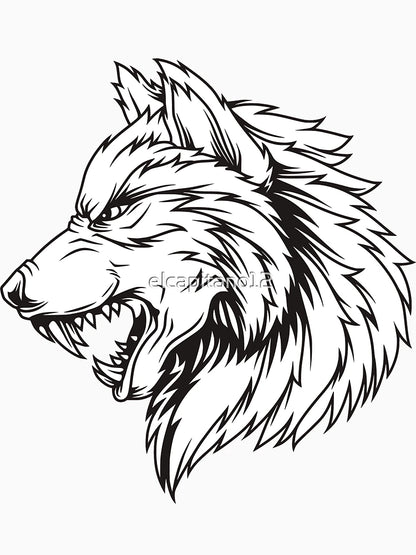 3D Angry Growling Grey Wolf