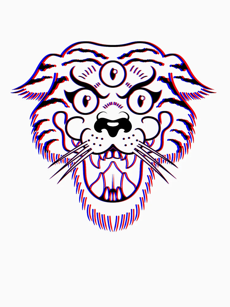 3-D 3-Eyed Tiger Anaglyph