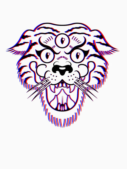 3-D 3-Eyed Tiger Anaglyph
