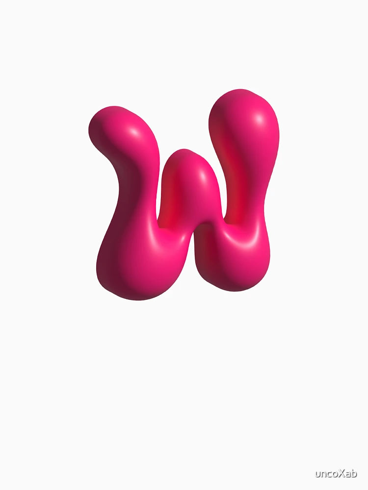 3D Pink Jelly Letter W – Glossy Bubble Alphabet Art
