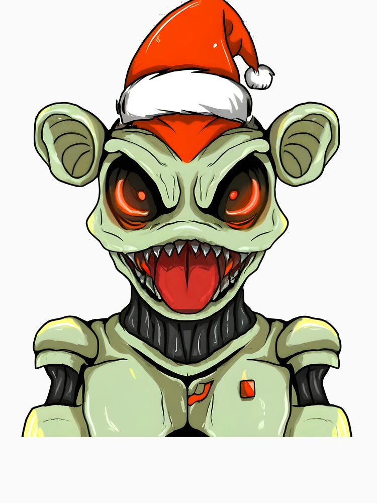 Alien wearing a Santa hat