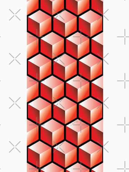 3D RED CUBE GEOMETRIC PATTERN on BLACK Background (v1RED on BLACK) ©