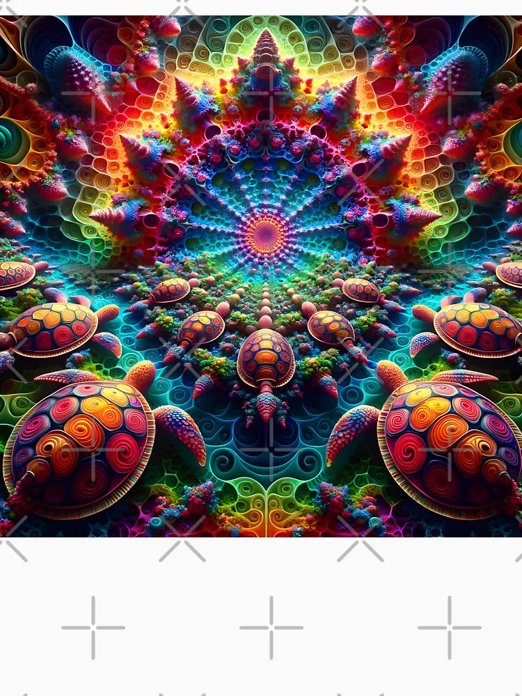 A.I. Psychedelic Fractal Sea Turtle 0004 FunFractals ChromaDepth 3D