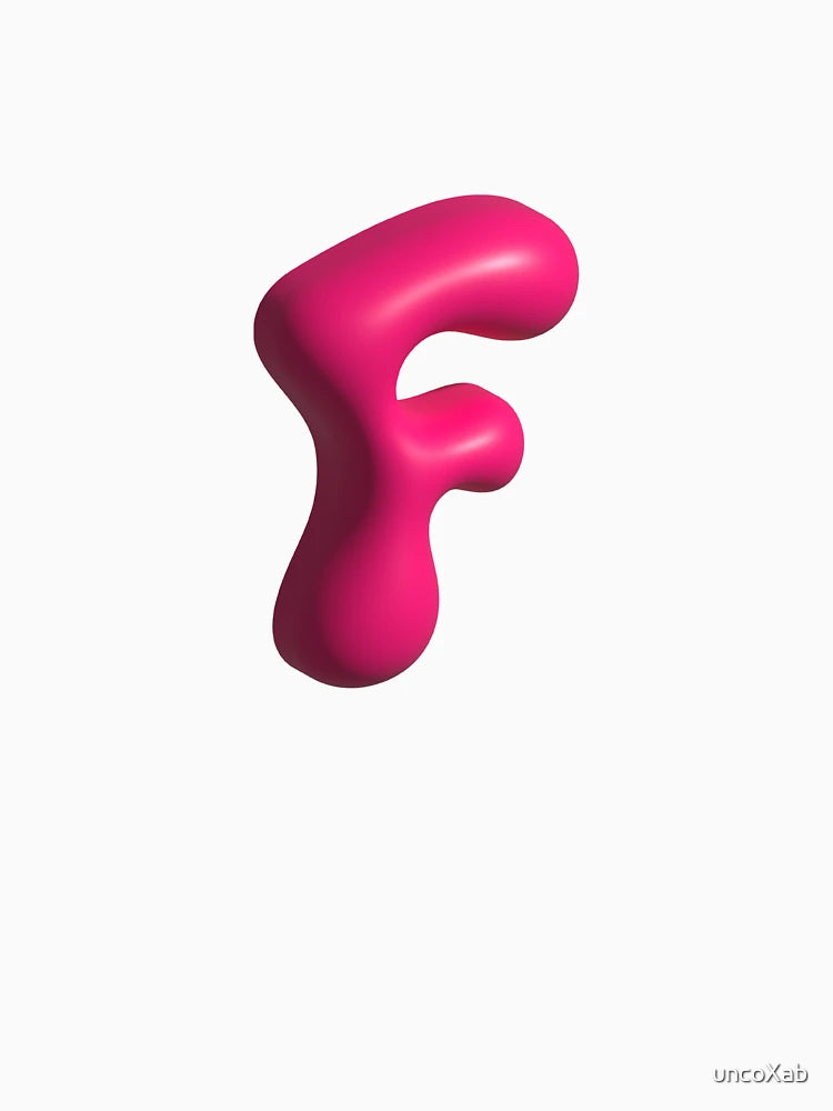 3D Pink Jelly Letter F – Glossy Bubble Alphabet Art