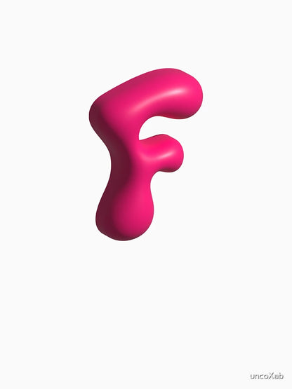 3D Pink Jelly Letter F – Glossy Bubble Alphabet Art