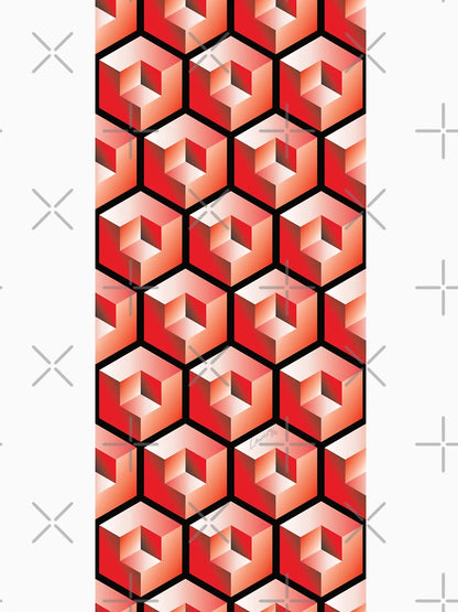 3D RED 'CUBE in CUBE' GEOMETRIC PATTERN ILLUSION on White Background (Cube v3 Red on BLACK) ©