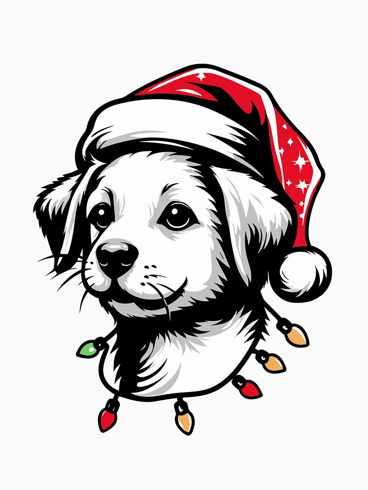 Adorable Dog Christmas Lights Santa Hat