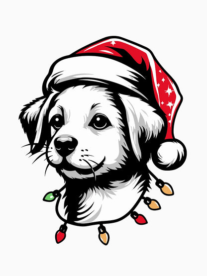 Adorable Dog Christmas Lights Santa Hat