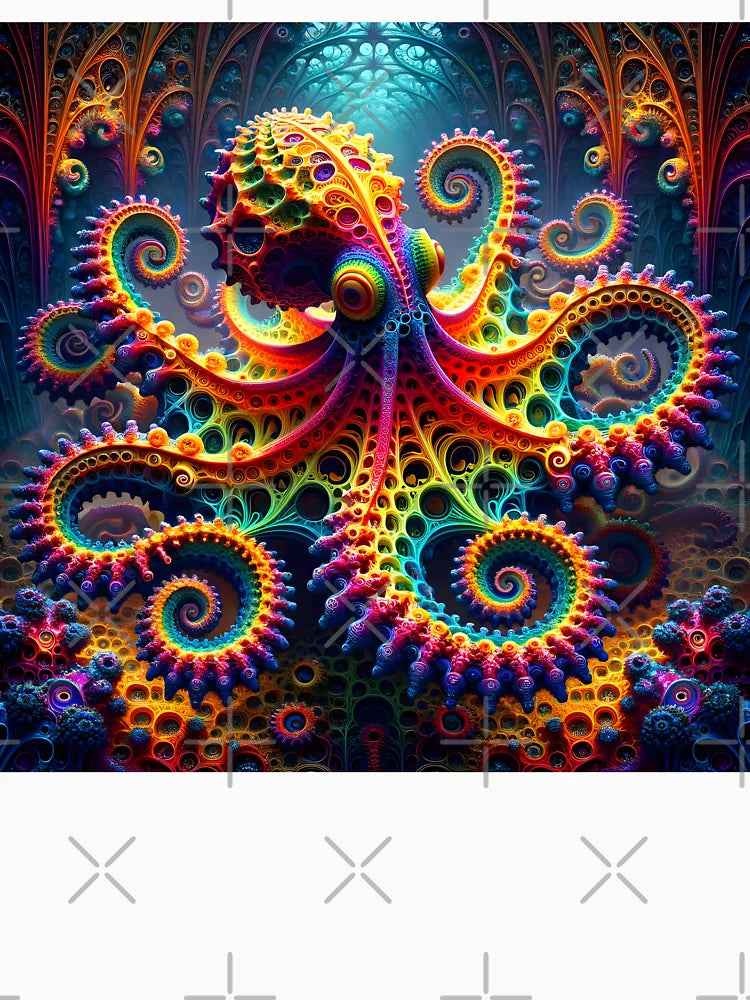 A.I. Psychedelic Fractal Octopus 0003 FunFractals ChromaDepth 3D