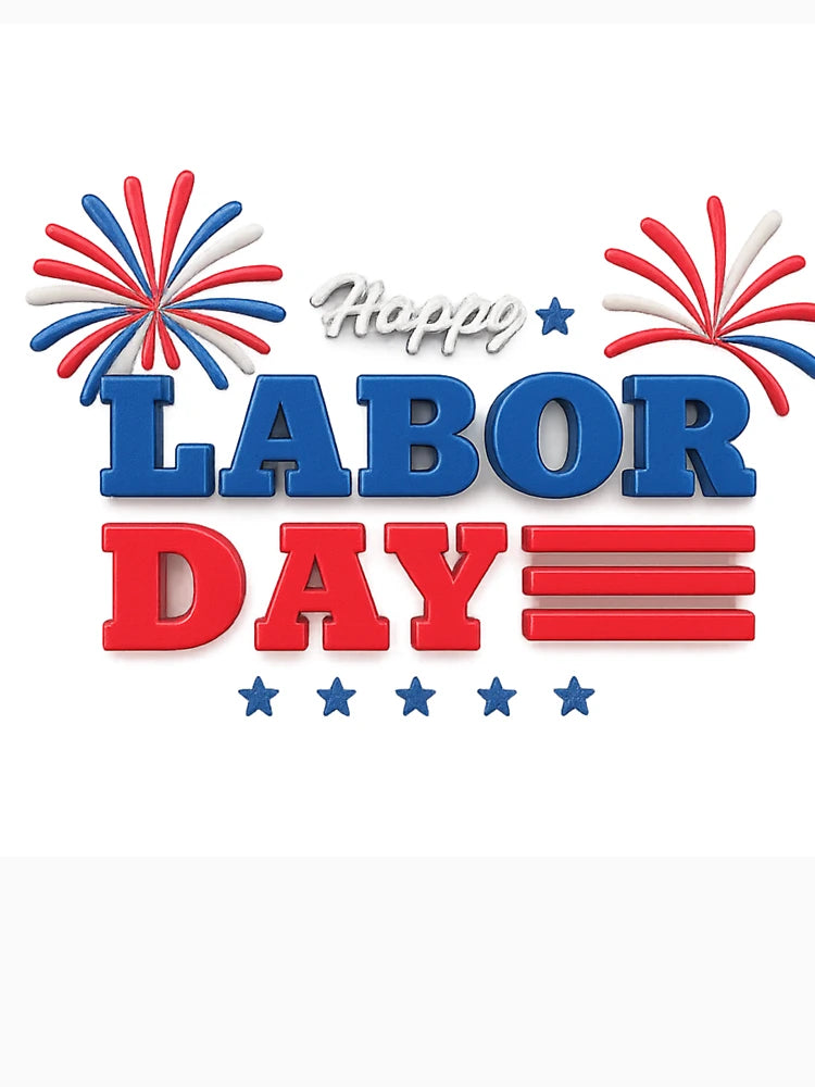 3D Happy Labor Day Design with Fireworks