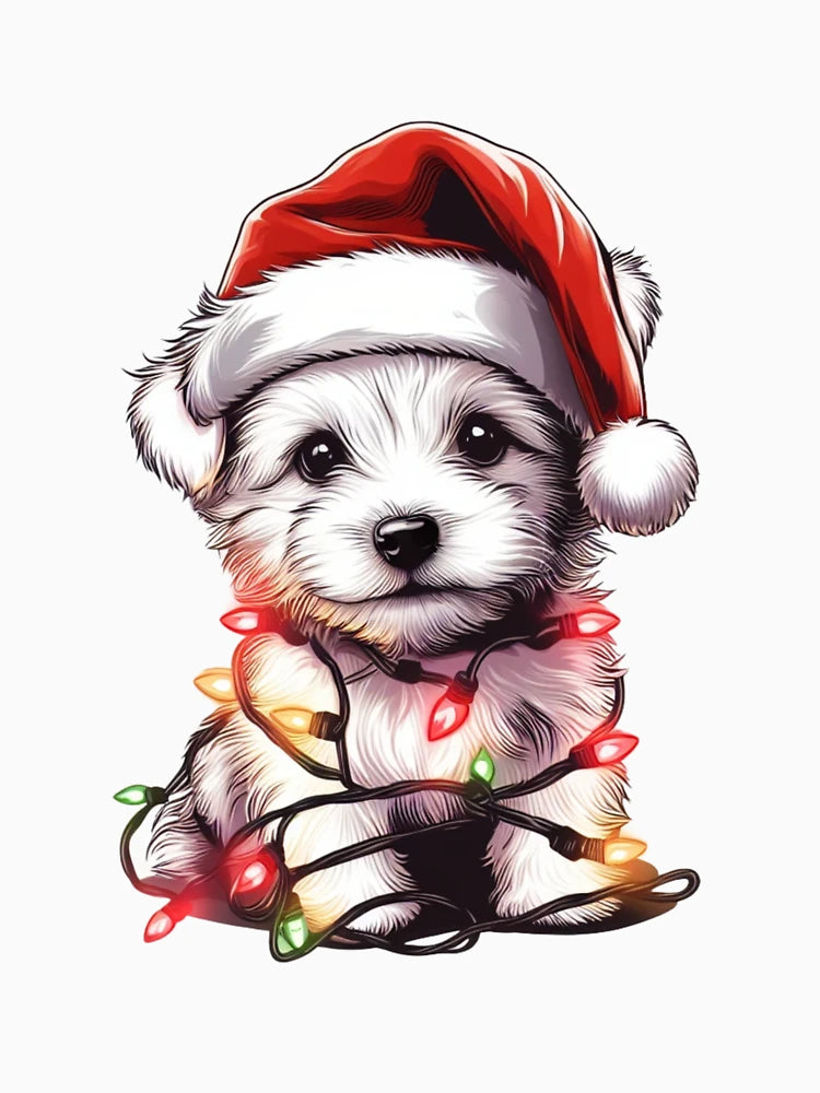 Adorable Dog Christmas Lights Santa Hat