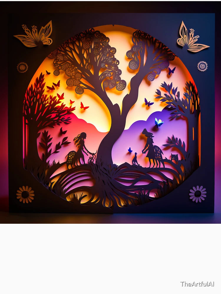 3D Effect Papercut Art - Fairytale Scene