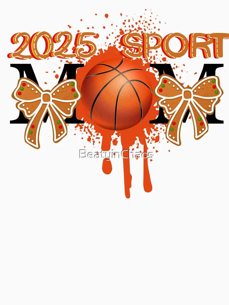 2025 Basketball Sport Mom Festive Gingerbread Bow Design