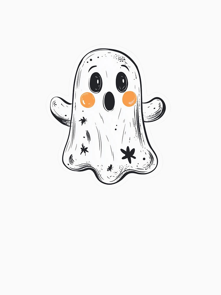 Adorable Halloween Ghost Sticker with Spooky Charm