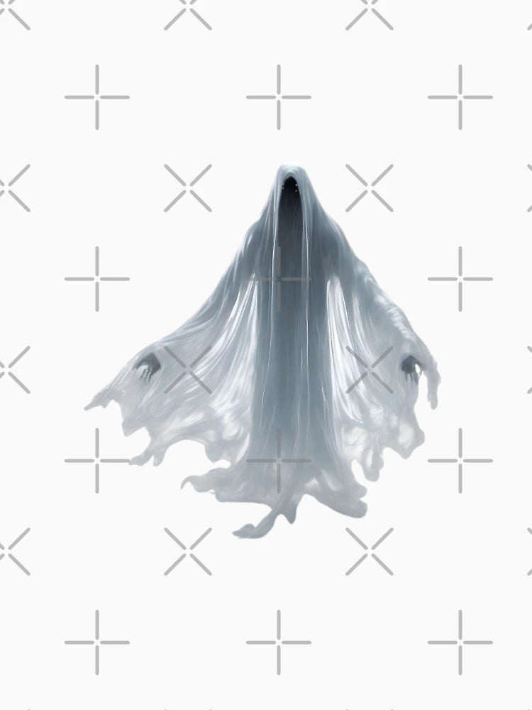 A close-up image of a ghost.