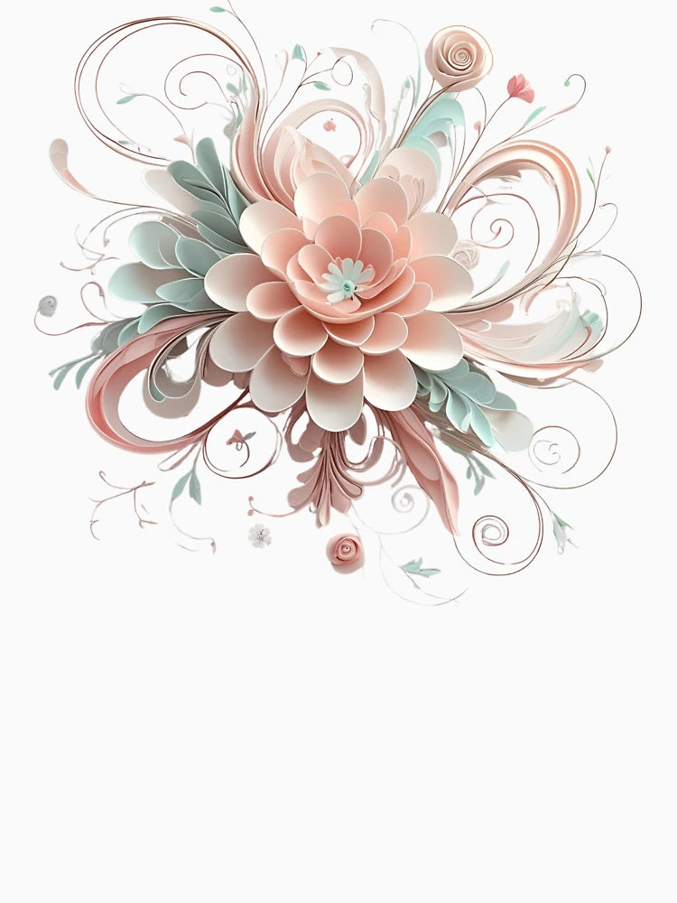 3D lacey pink & aqua flower