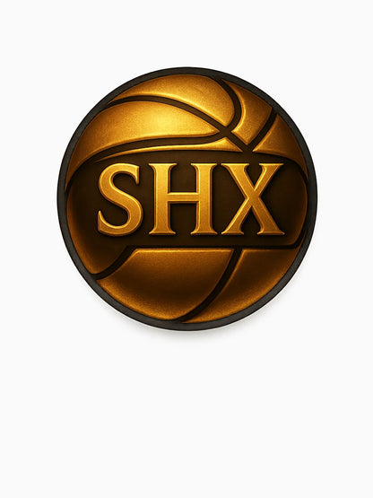 Golden Basketball SHX Logo | Glowing Emblem Design