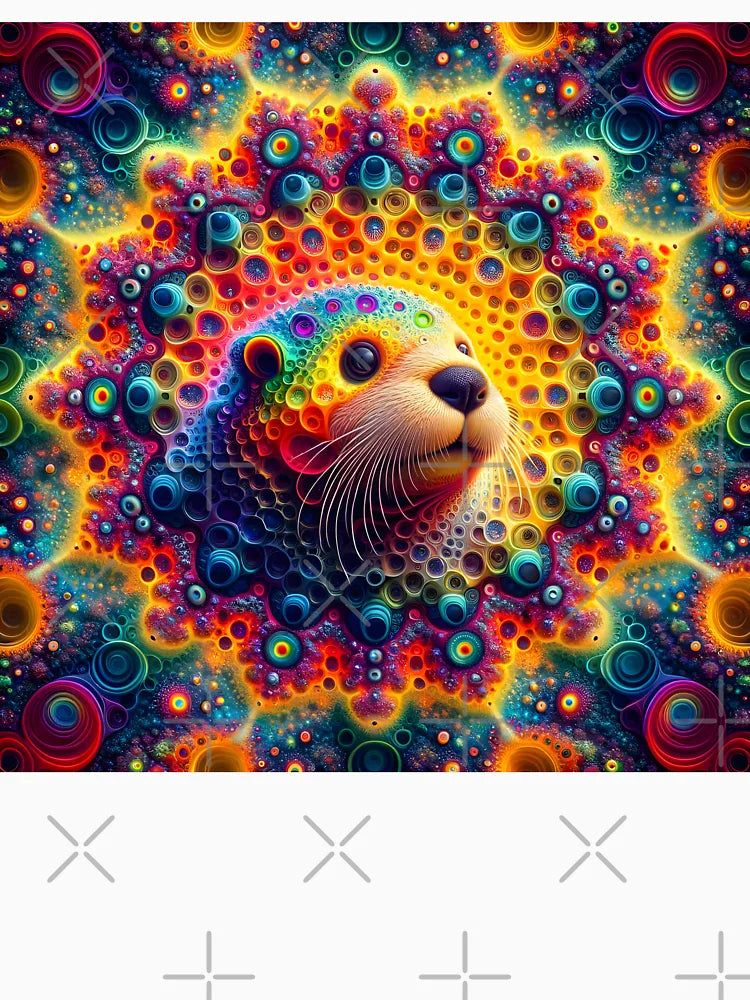 A.I. Psychedelic Fractal Otter 0004 FunFractals ChromaDepth 3D
