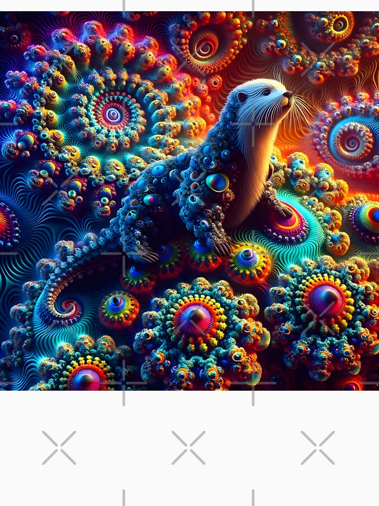 A.I. Psychedelic Fractal Otter 0002 FunFractals ChromaDepth 3D