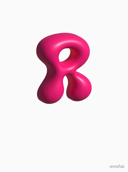 3D Pink Jelly Letter R – Glossy Bubble Alphabet Art