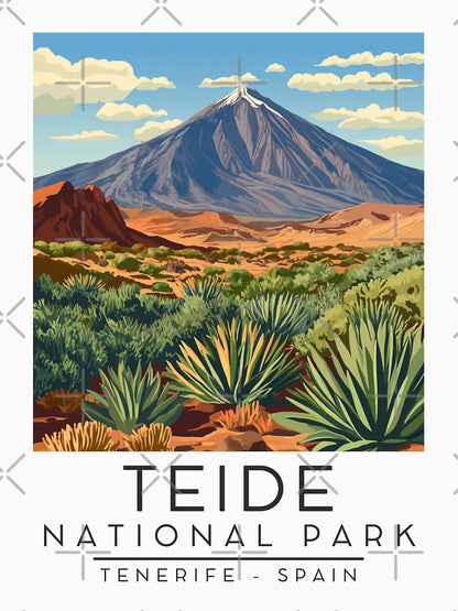 A Vintage Illustration of Teide National Park - Tenerife - Spain