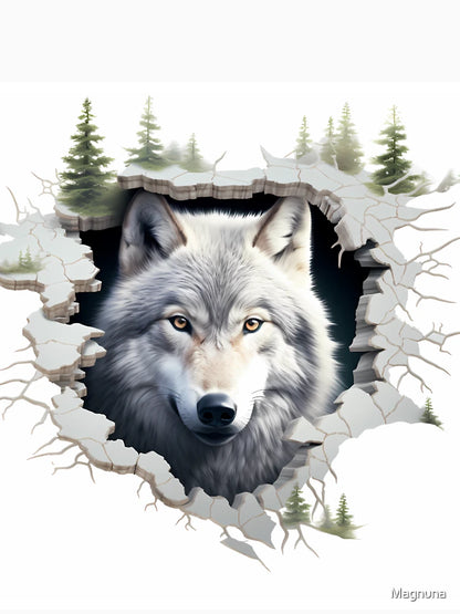3D Wolf in a Hole Forest