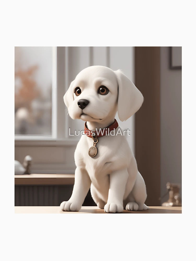 3D white cute dog