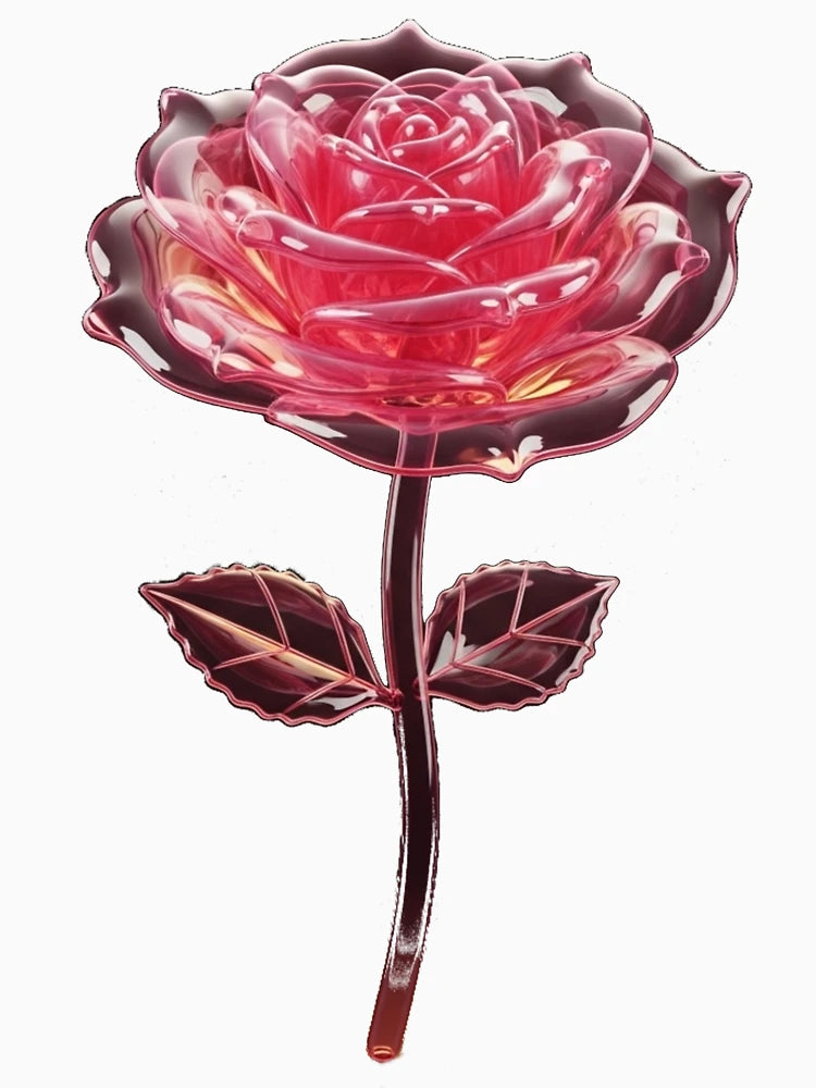 Eternal Crystal Glass Rose with Golden Heart