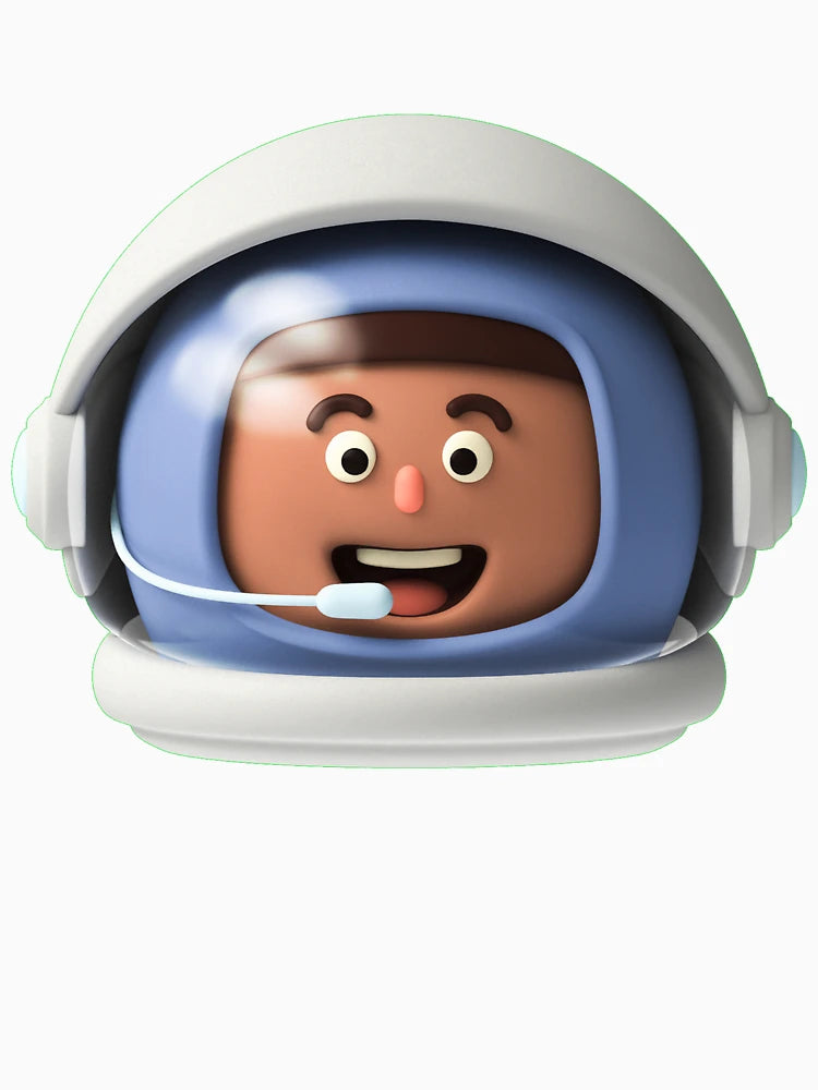 3D Astronaut Head Front-Facing White Suit Mid-Brown Skinned Person