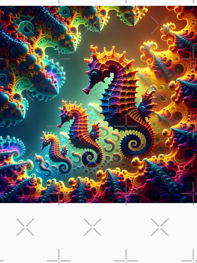 A.I. Psychedelic Fractal Seahorse 0002 FunFractals ChromaDepth 3D