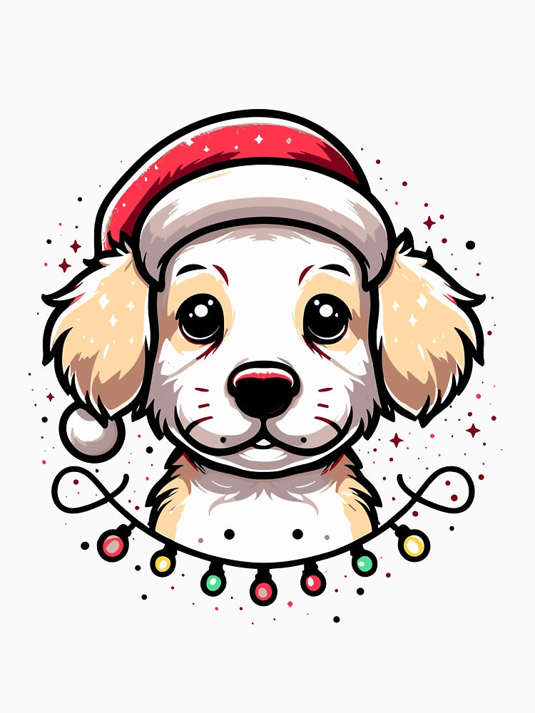 Adorable Dog Christmas Lights Santa Hat