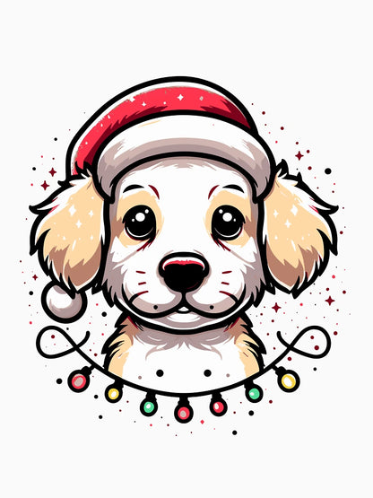Adorable Dog Christmas Lights Santa Hat
